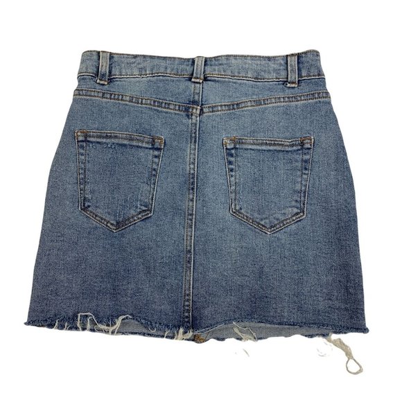 Wild Fable 0 Denim Jean Skirt Raw Hem Distress 31 - Picture 2 of 5